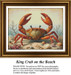 King Crab on the Beach cross stitch pattern with detailed ocean creature design