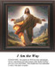 Jesus, the Son of God, King of Kings with arms outstretched in golden valley landscape cross-stitch pattern
