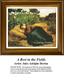 A Rest in the Fields cross stitch pattern featuring a woman resting in a golden wheat field with white flowers, inspired by Jules Adolphe Breton's classic artwork.
