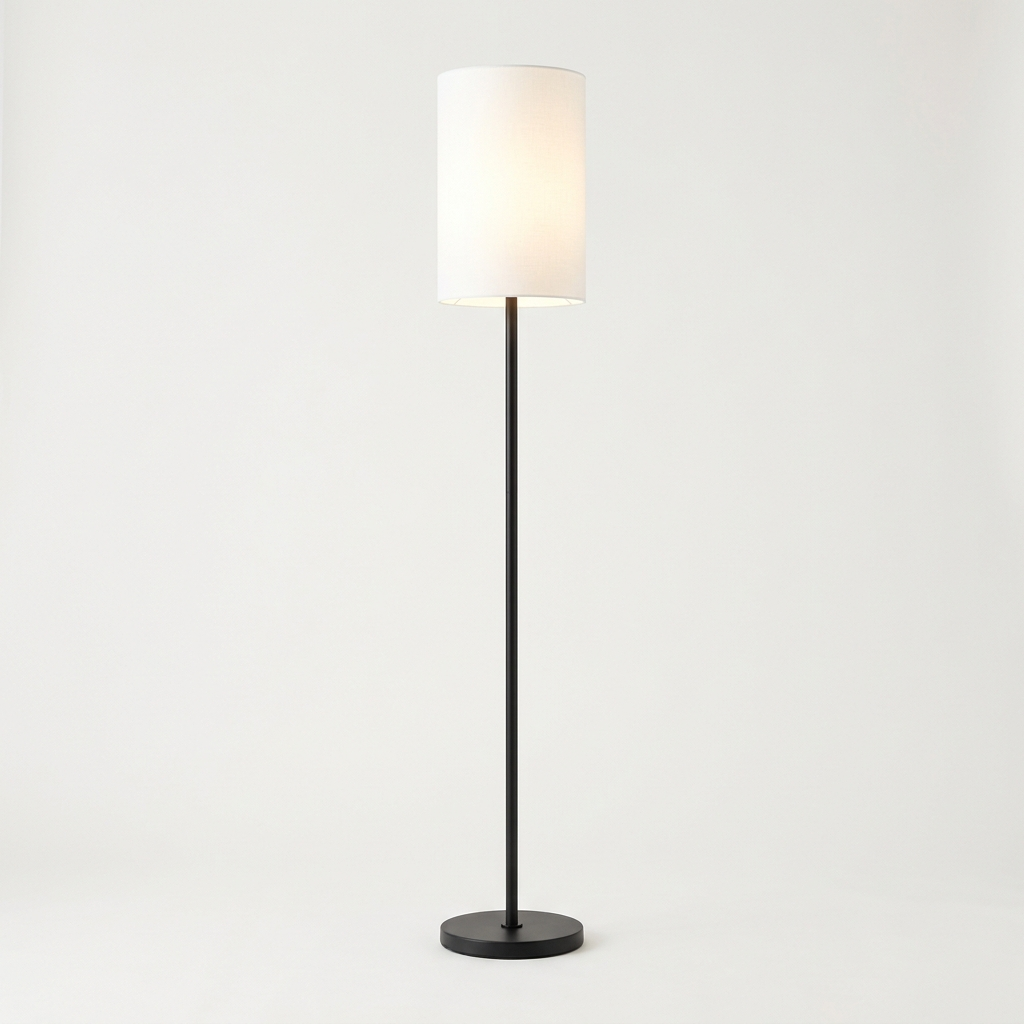 Tall white floor lamp emitting bright full-spectrum daylight glow for cross stitch and needlework