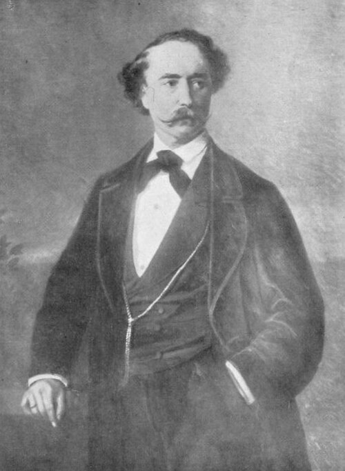 J&oacute;zsef Borsos (1821&ndash;1883), a prominent Hungarian painter of the Biedermeier era, celebrated for his realistic portraits and sophisticated genre scenes. Trained in Vienna, he achieved great success with the Austrian aristocracy before pioneering photography in Budapest. Portrait is a self-portrait (1860s) from the National Sz&eacute;ch&eacute;nyi Library collection &mdash; public domain. His works are featured as counted cross stitch patterns by Sunrays Creations.