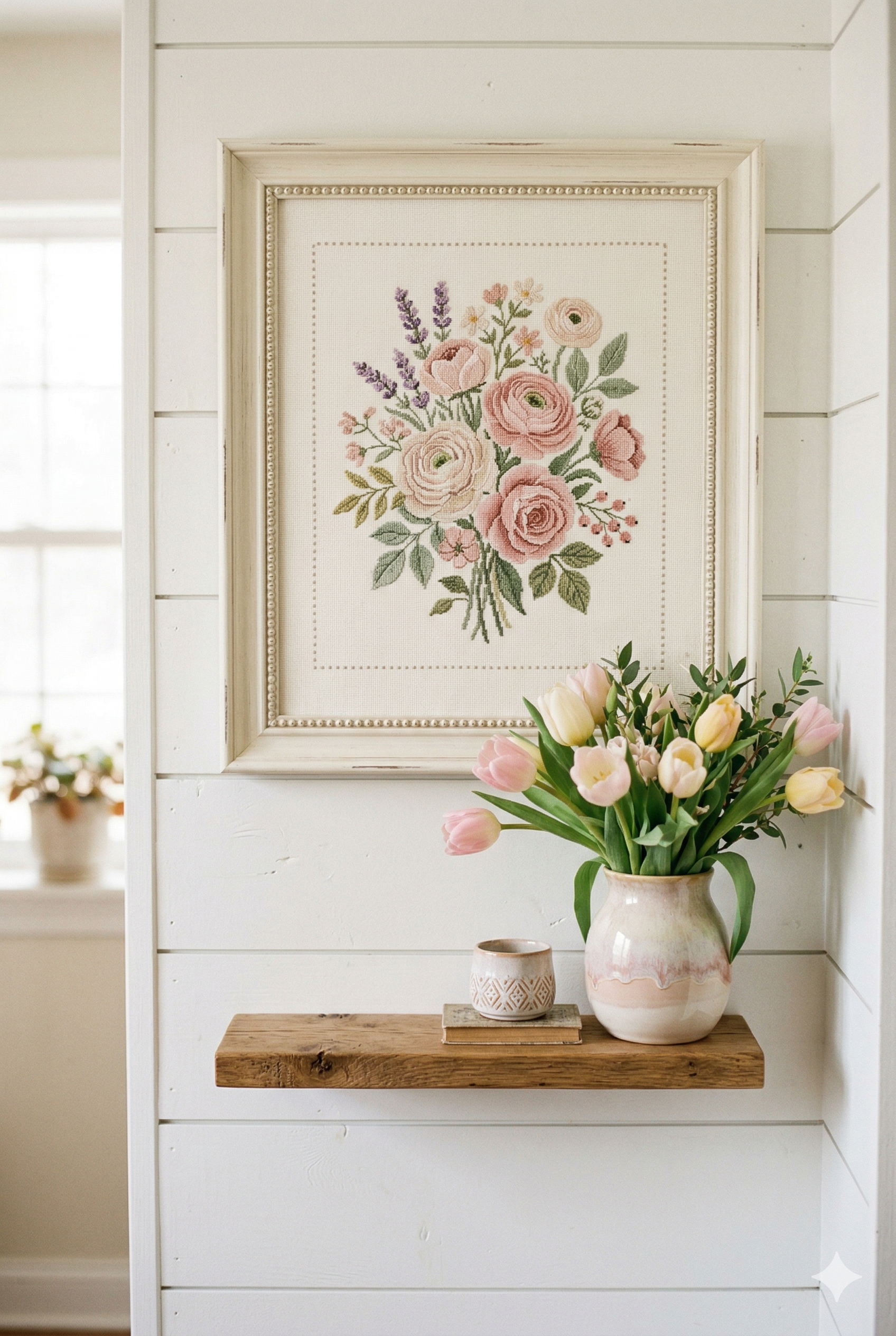 Spring cross stitch patterns featuring florals, pastels and seasonal designs on 18-count Aida cloth