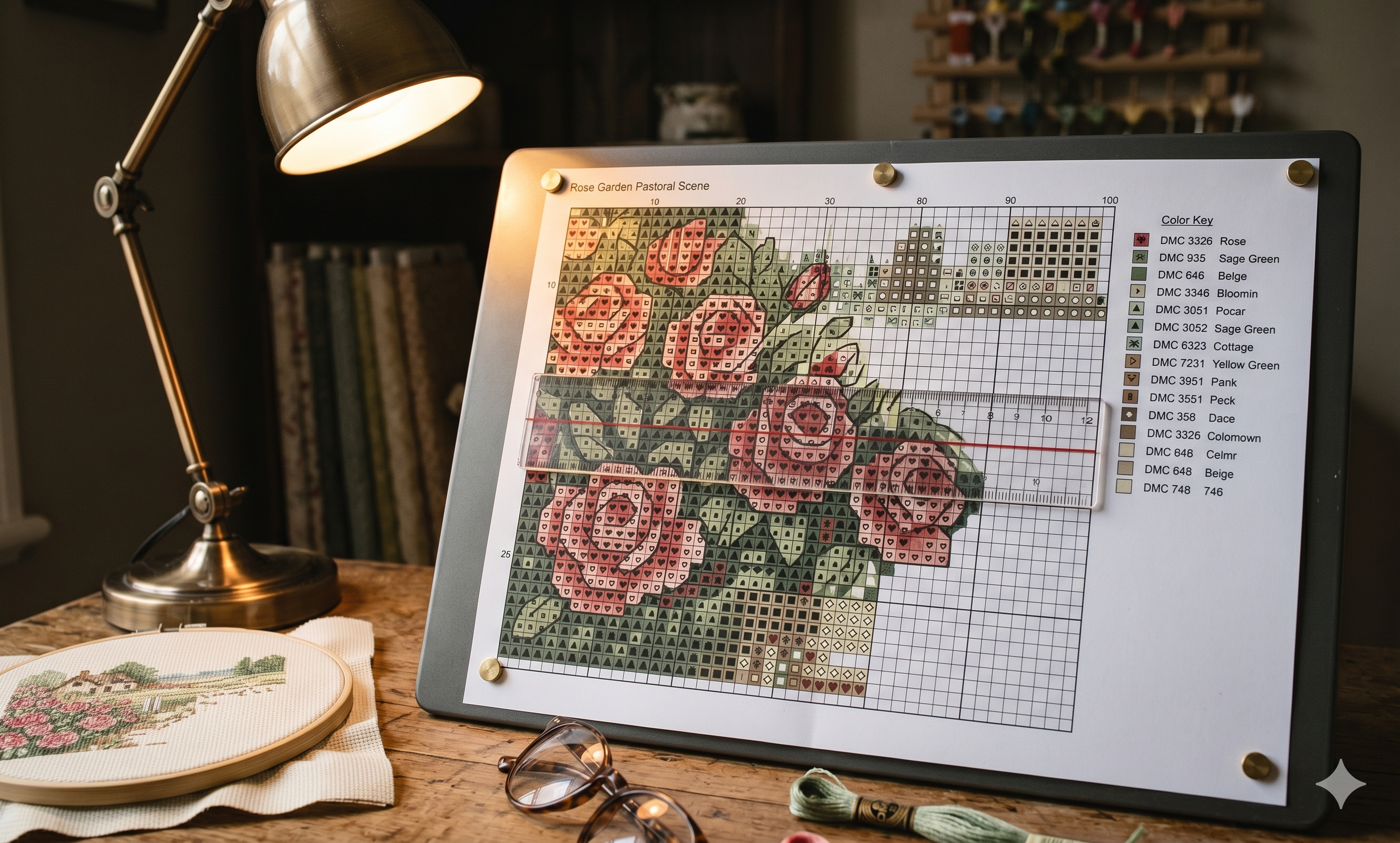 Large readable cross stitch pattern chart with bold grid symbols