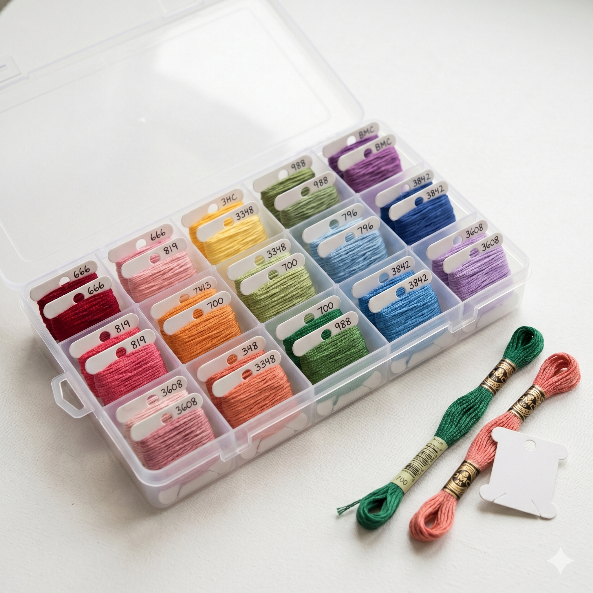 DMC floss bobbin organizer for cross stitch