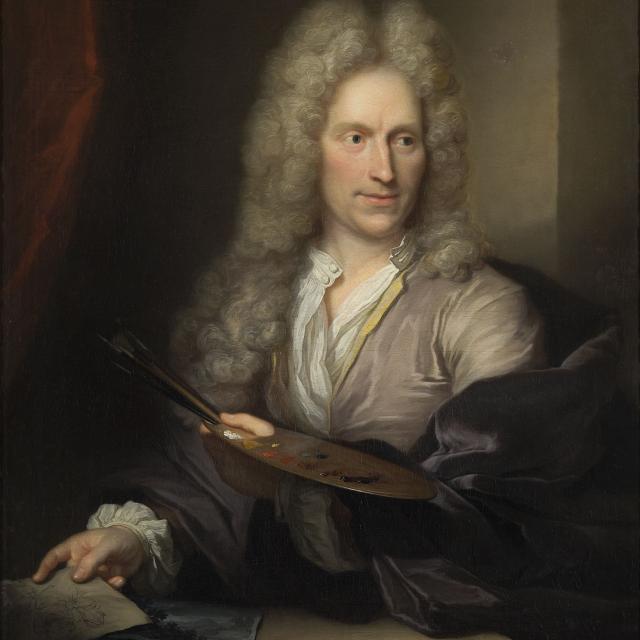 Portrait of Jan Van Huysum, Dutch Golden Age and Rococo Floral Painter A head-and-shoulders portrait of the celebrated Dutch painter Jan Van Huysum (1682–1749), known for his detailed, luminous still life flower paintings during the late Baroque and Rococo periods.