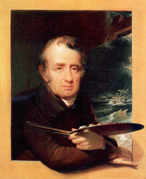 Portrait of artist Thomas Birch by John Neagle, showing the legendary marine painter with atmospheric lighting suitable for detailed cross-stitch charts.