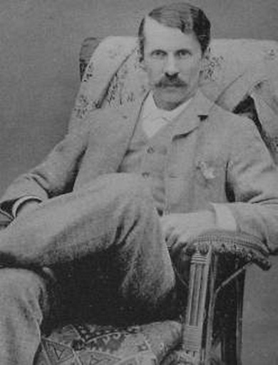 A historical photograph of Charles Burton Barber, the celebrated Victorian court painter to Queen Victoria, known for sentimental child and pet portraiture featured in cross stitch patterns by Sunrays Creations.