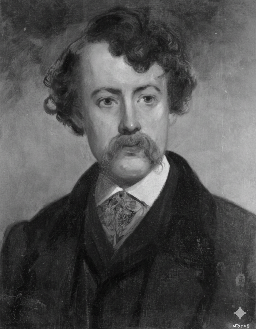 Portrait of William Stanley Haseltine, by William Oliver Stone Mid-19th century American artist Haseltine, inspiration for historical counted cross-stitch kits.