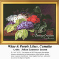 Fine Art Cross Stitch Pattern | White & Purple Lilacs, Camelia