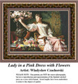 Lady in a Pink Dress with Flowers, Fine Art Counted Cross Stitch Pattern, Women Counted Cross Stitch Pattern