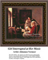 Girl Interrupted at Her Music, Fine Art Counted Cross Stitch Pattern, Women Counted Cross Stitch Pattern