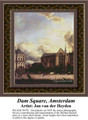 Dam Square, Amsterdam, Fine Art Counted Cross Stitch Pattern