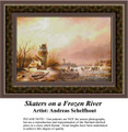 Skaters on a Frozen River, Fine Art Counted Cross Stitch Pattern, Alluring Landscapes Counted Cross Stitch Pattern