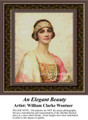 An Elegant Beauty, Fine Art Counted Cross Stitch Pattern, Women Counted Cross Stitch Pattern