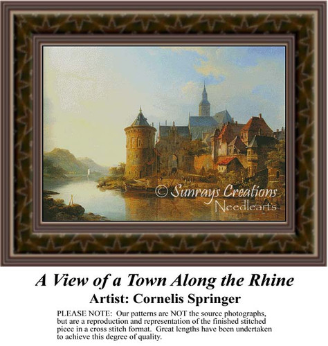 A View of a Town Along the Rhine, RE-574 cross stitch pattern