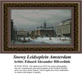 Snowy Leidseplein Amsterdam, Fine Art Counted Cross Stitch Pattern, Winter Counted Cross Stitch Pattern