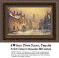 A Wintry Town Scene, Ultrecht, Urban Counted Cross Stitch Pattern, Fine Art Counted Cross Stitch Pattern