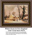 Winter Scene in New England, Fine Art Counted Cross Stitch Pattern, Winter Counted Cross Stitch Pattern