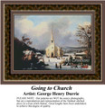 Going to Church, Architecture Counted Cross Stitch Pattern, Fine Art Counted Cross Stitch Pattern