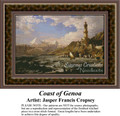 Coast of Genoa, Waterscapes Counted Cross Stitch Pattern, Fine Art Counted Cross Stitch Pattern