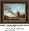 Country Cross Stitch Pattern | Summer Landscape with Harvesting Farmers