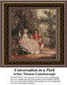 Conversation in a Park, Romance Counted Cross Stitch Pattern, Fine Art Counted Cross Stitch Pattern