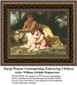 Young Woman Contemplating Embracing Children, Fine Art Counted Cross Stitch Pattern, Women Counted Cross Stitch Pattern