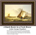 A Dutch Boeier in a French Breeze, Waterscapes Counted Cross Stitch Pattern, Fine Art Counted Cross Stitch Pattern