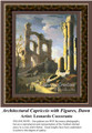 Architectural Capriccio with Figures, Dawn, Architecture Counted Cross Stitch Pattern, Fine Art Counted Cross Stitch Pattern