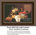 Fruit Still Life with Lobster, Still Lifes Counted Cross Stitch Pattern, Fine Art Counted Cross Stitch Pattern