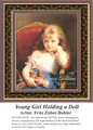 Young Girl Holding a Doll, Children Counted Cross Stitch Pattern, Fine Art Counted Cross Stitch Pattern