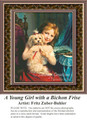 A Young Girl with a Bichon Frise, Animals Counted Cross Stitch Pattern, Children Counted Cross Stitch Pattern