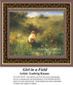 Girl in a Field, Fine Art Counted Cross Stitch Pattern, Children Counted Cross Stitch Pattern