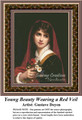 Women in Cross Stitch Patterns | Young Beauty Wearing a Red Veil 