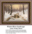 Winter Cross Stitch Pattern | Winter River Landscape 