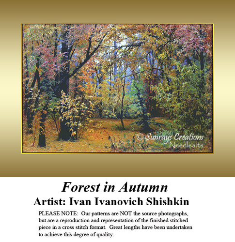 Forest in Autumn, RE-2130 cross stitch pattern