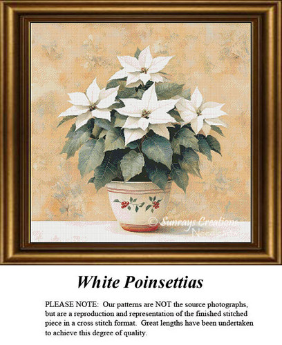 White Poinsettias, NS-545 cross stitch pattern