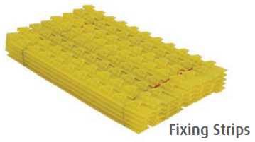 Warmup spacer strips allow the installation of Warmup heating cables without membrane.
The 12" long strips are lined up end to end to cover any size area. Sold in a box of 40, the total length of 40 linear feet allows the installation of 60 to 80 Sq Ft of cable. 3 peg / 3-inch spacing is the most common when using the spacer strips.

The pegs are spaced 1" apart, and also allow for alternating spacing, like 3-4-3-4 which accomplishes 1/2" increments; so 3-4 spacing is the equivalent of 3.5" spacing, which equates to 3 peg membrane spacing.

While the membrane is a much quicker and easier installation - especially the new peel and stick style - using cable guides is the original installation method for heating cables, before the superior membrane existed.