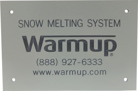 Warmup Name Plate for use with Warmup Snow Melt Heater installations (NEC426-13)