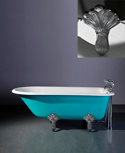 Astonian Roma 1540x770mm 2-taphole cast iron roll top bath on Regal feet