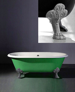 Astonian Verona 1540x785mm no-taphole cast iron roll top bath on Nouveau feet