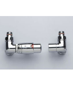 Nova 1/2inch angled thermo radiator valves (pair) chrome
