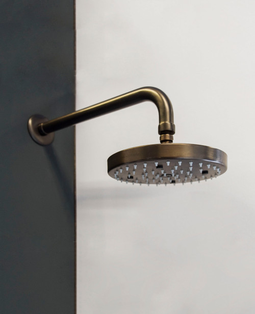Alto 200mm round shower rose and 358mm shower arm urbanite bronze