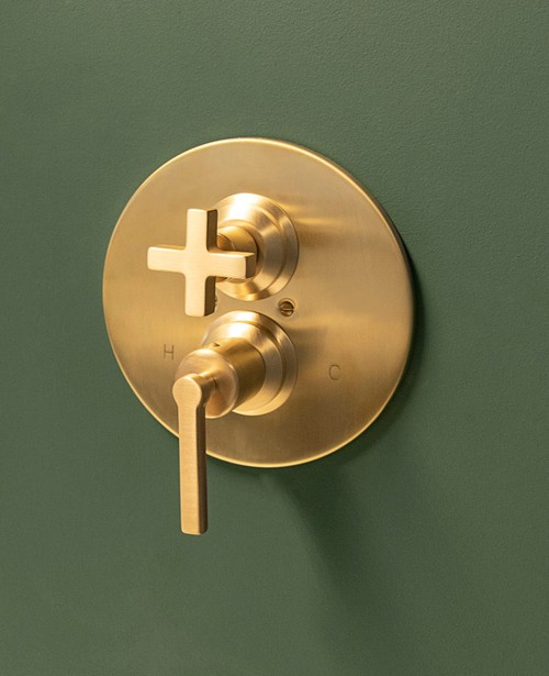Axis 3/4inch dual outlet concealed thermostatic shower valve scuffed brass