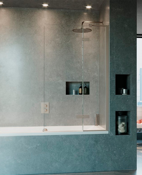 Astonian Optic 1500x900 reversible folding bath screen clear/brushed stainless steel