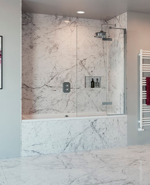 Astonian Optic 1500x900 reversible folding bath screen clear/polished stainless steel