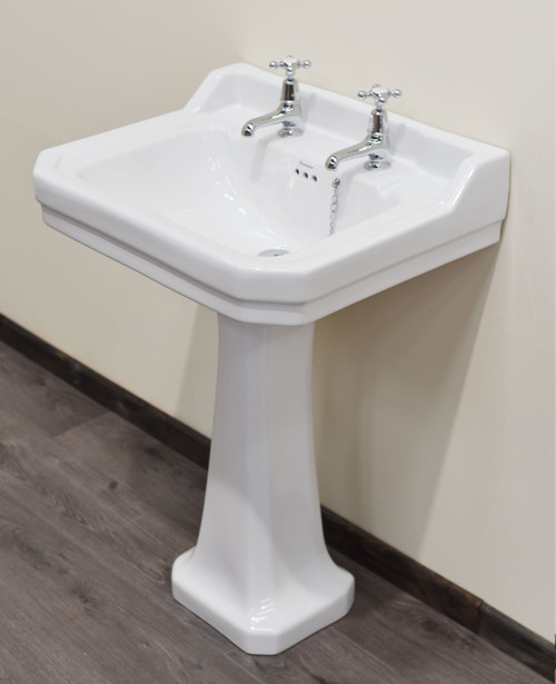 Burley II 57cm 2-taphole basin and pedestal