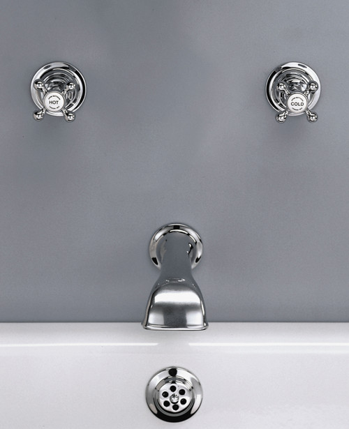 Tradition wall valves (pair) and wall mounted bath spout - finish options