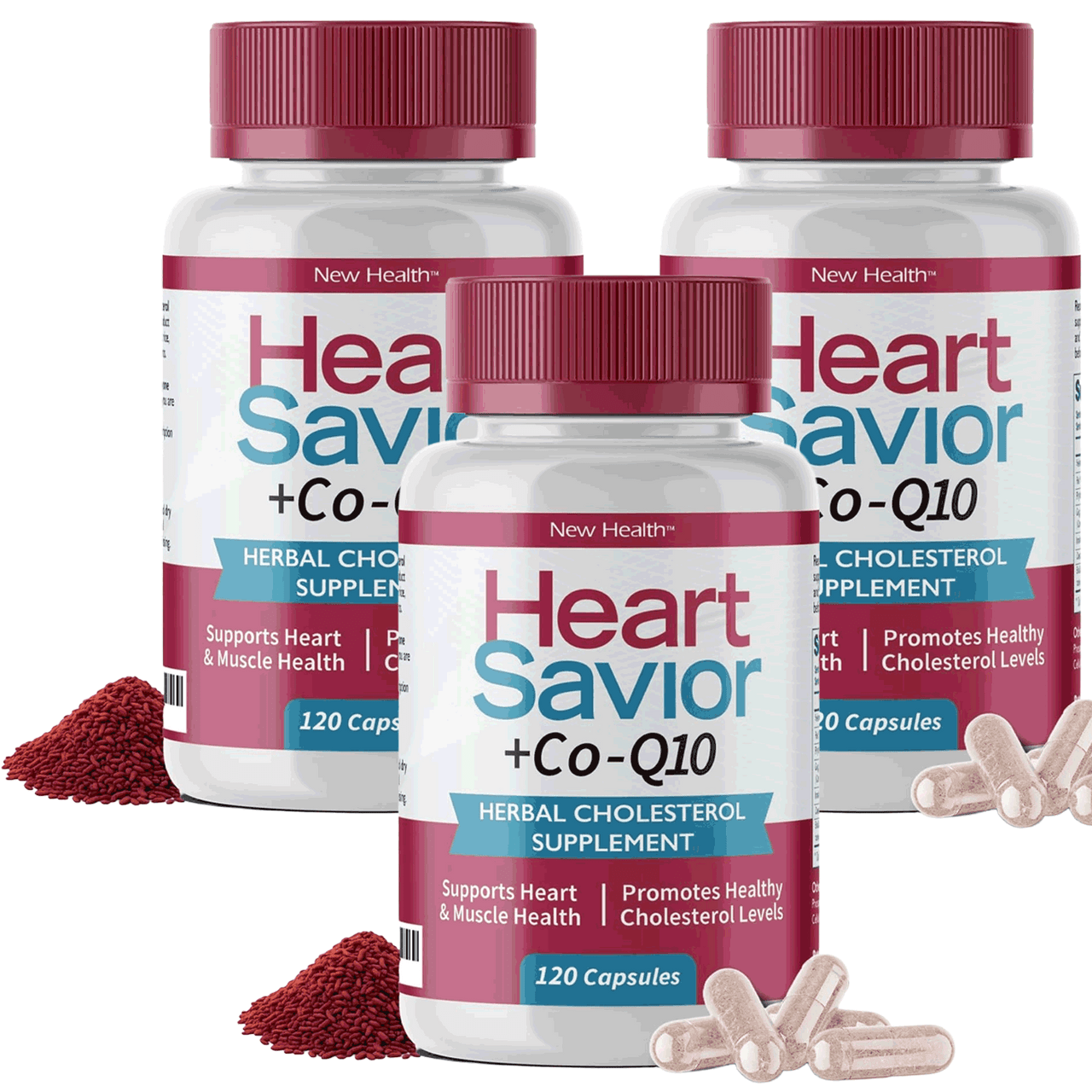 Heart Savior Herbal Heart Supplement For Healthy Cholesterol with CoQ-10 - Buy 3 Bottles Save $20.90