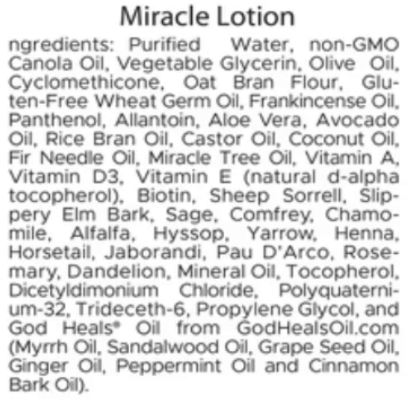 Miracle Lotion Ingredients